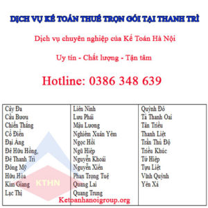 Địa chỉ làm Dịch vụ kế toán trọn gói tại Thanh Trì của Kế Toán Hà Nội Dịch vụ kế toán trọn gói tại Thanh Trì