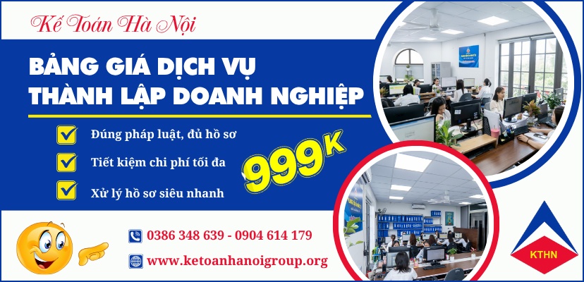 Bang Gia Dich Vu Thanh Lap Doanh Nghiep